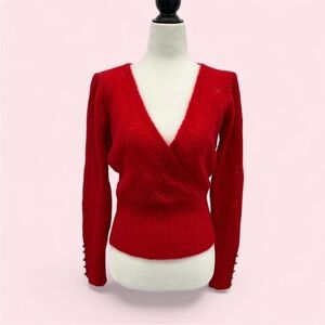 Elegant Red V-Neck Sweater